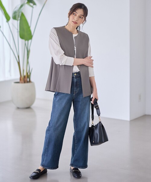 ANY(エニィ)の「【3SET】きちんと見え3点コーデセット(ブラウス+ジレ+パンツ)(セットアップ・レディース・グレー系/ネイビー系/ベージュ系・X-LARGE)」の16枚目の写真