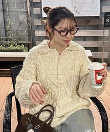 DISCOAT（ディスコート）の「【冬の定番/着映えニット/ユニセックス】ケーブルニットポロ（ニット/セーター・メンズ）」