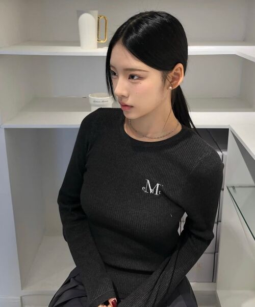 MUCENT(ムセント)の「グリーブラウンドネッククロップリブニット(4カラー)(ニット/セーター・レディース・チャコール/Beige/ホワイト/グレー・FREE)」の13枚目の写真