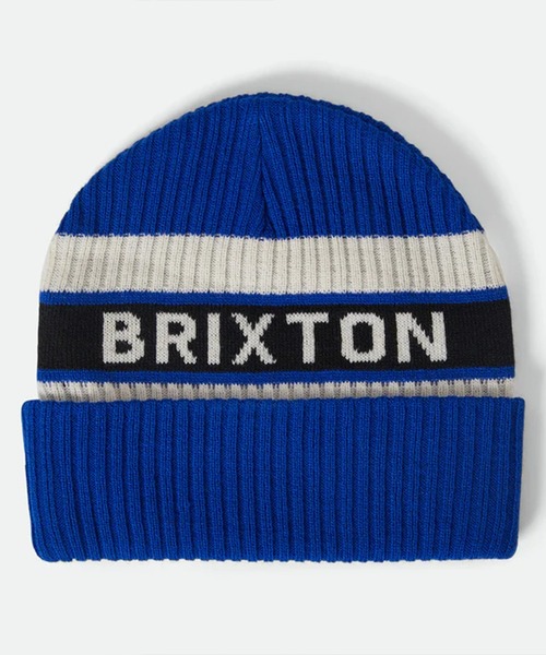 BRIXTON（ブリクストン）の「BRIXTON/ブリクストン ビーニー RAINIER STRIPED BEANIE 11955（ニットキャップ/ビーニー・メンズ・ロイヤルブルー/ブラック×イエロー・FREE）」の2枚目の写真