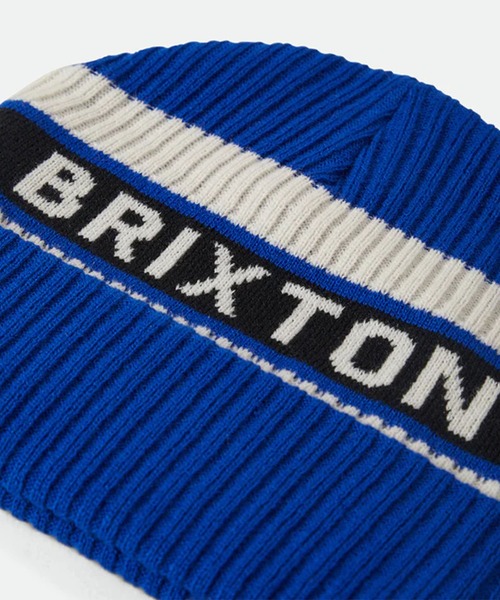 BRIXTON（ブリクストン）の「BRIXTON/ブリクストン ビーニー RAINIER STRIPED BEANIE 11955（ニットキャップ/ビーニー・メンズ・ロイヤルブルー/ブラック×イエロー・FREE）」の4枚目の写真