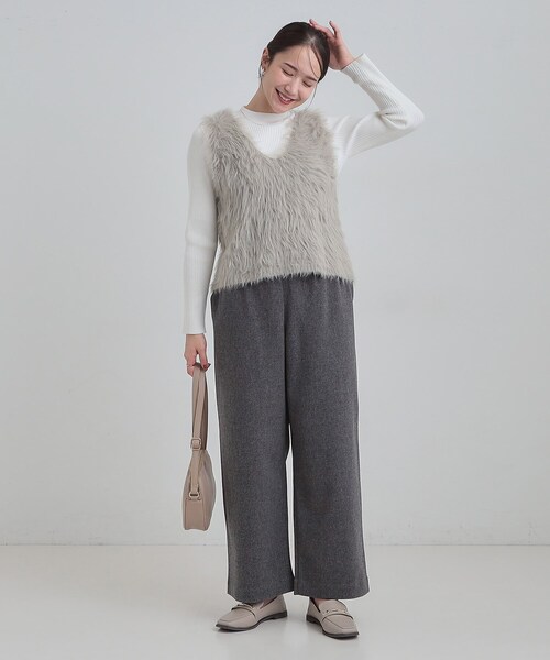 DRESKIP（ドレスキップ）の「【洗濯機可/S-LL/あったか】ラフ過ぎない 大人のイージーワイドパンツ（その他パンツ・レディース・ブラック/グレー/ダークブラウン・01/02/03/04）」の16枚目の写真