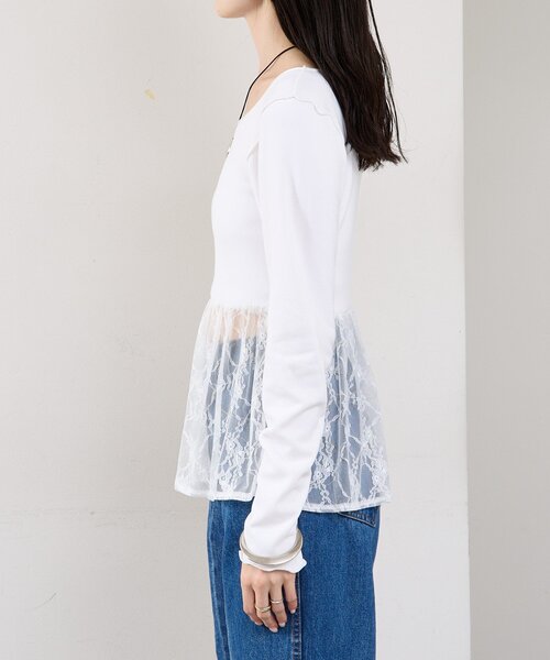 mystic(ミスティック)の「【レイヤードスタイルに◎】レースドッキングロンT(Tシャツ/カットソー・レディース・ブラック/オフホワイト・FREE)」の19枚目の写真