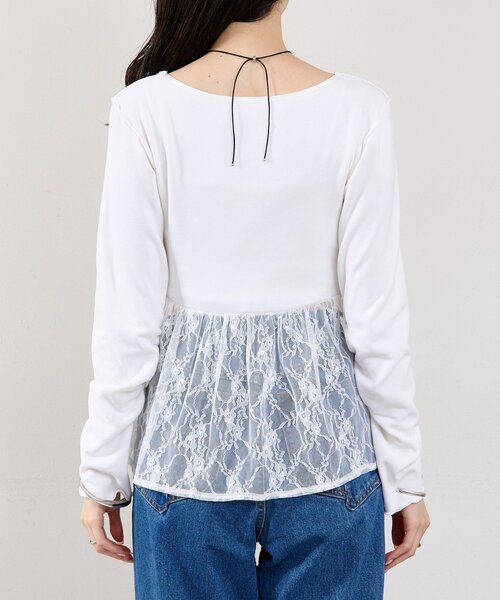 mystic(ミスティック)の「【レイヤードスタイルに◎】レースドッキングロンT(Tシャツ/カットソー・レディース・ブラック/オフホワイト・FREE)」の20枚目の写真