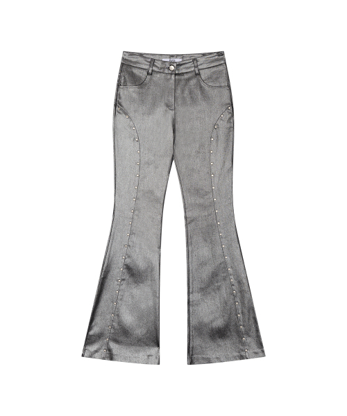 THEPORTA（ザ ポルタ）の「LINE STUD BOOT CUT PANTS, SILVER（その他パンツ・レディース・その他・SMALL/MEDIUM）」の2枚目の写真