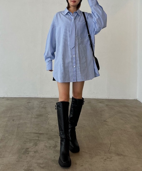 PAGEBOY(ページボーイ)の「ネクタイツキ2WAYシャツ/ボウタイ(シャツ/ブラウス・レディース・チェック/ストライプ・FREE)」の7枚目の写真