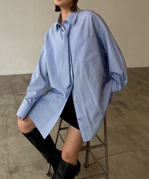 PAGEBOY(ページボーイ)の「ネクタイツキ2WAYシャツ/ボウタイ(シャツ/ブラウス・レディース・チェック/ストライプ・FREE)」の9枚目の写真