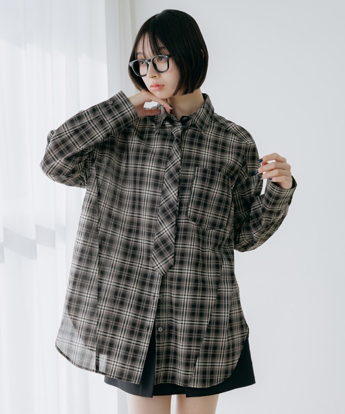 PAGEBOY(ページボーイ)の「ネクタイツキ2WAYシャツ/ボウタイ(シャツ/ブラウス・レディース・チェック/ストライプ・FREE)」の16枚目の写真