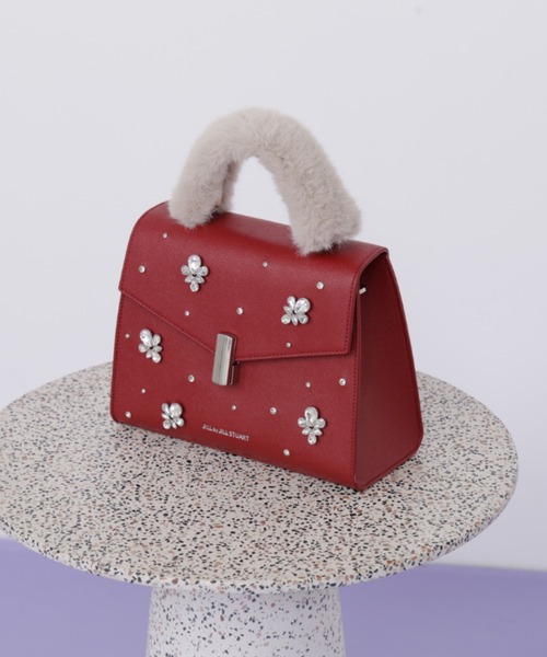 JILL by JILL STUART（ジルバイジルスチュアート）の「◇ランダムビジューファーハンドルバッグ（ハンドバッグ・レディース・レッド/ピンク/ホワイト/グレー・FREE）」の4枚目の写真