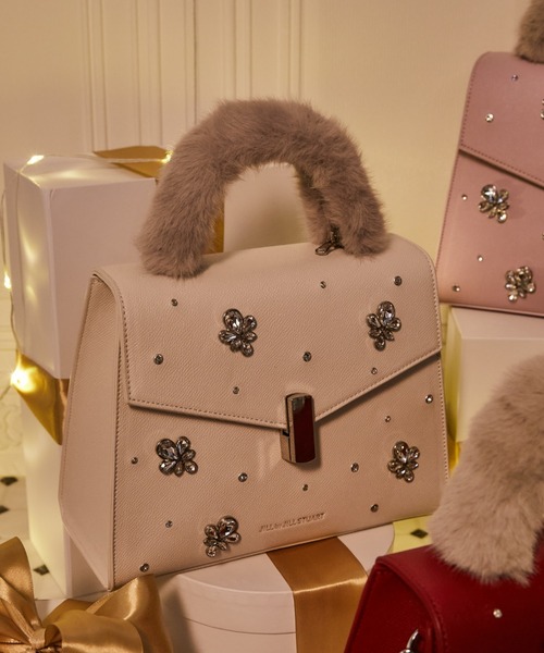 JILL by JILL STUART（ジルバイジルスチュアート）の「◇ランダムビジューファーハンドルバッグ（ハンドバッグ・レディース・レッド/ピンク/ホワイト/グレー・FREE）」の5枚目の写真