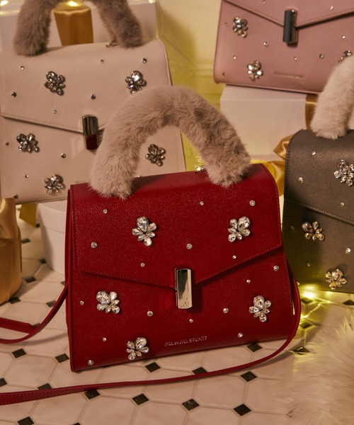 JILL by JILL STUART（ジルバイジルスチュアート）の「◇ランダムビジューファーハンドルバッグ（ハンドバッグ・レディース・レッド/ピンク/ホワイト/グレー・FREE）」の6枚目の写真