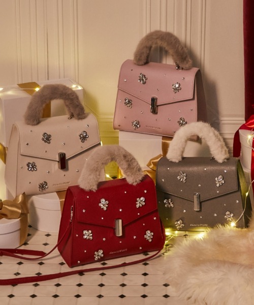 ◇ランダムビジューファーハンドルバッグ（ショルダーバッグ）｜JILL