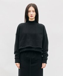MONOPHOBIA（モノフォビア）の「LAYERED COTTON CROP SWEATSHIRT BLACK（スウェット）」