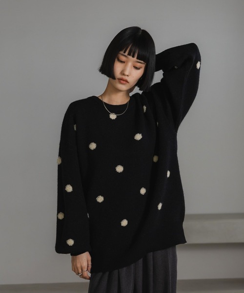 セール】ドットジャガードニットプルオーバー 625139（ニット/セーター