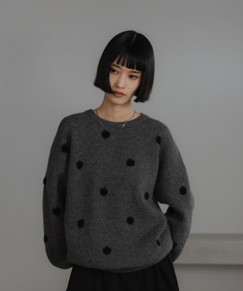 LOWRYS FARM（ローリーズファーム）の「ドットジャガードニットプルオーバー 625139（ニット/セーター・レディース・ブラック/ゴールド/グレー・FREE）」の22枚目の写真