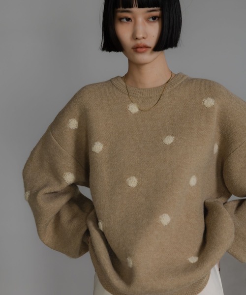 LOWRYS FARM（ローリーズファーム）の「ドットジャガードニットプルオーバー 625139（ニット/セーター・レディース・ブラック/ゴールド/グレー・FREE）」の14枚目の写真