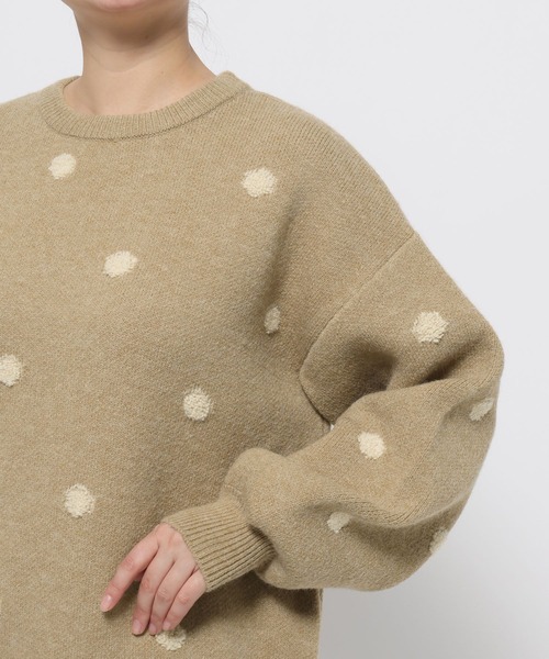 『未使用』ドットジャガードニットプルオーバー　LOWRYS FARM グレー 未使用』ドットジャガードニットプルオーバー LOWRYS FARM グレー