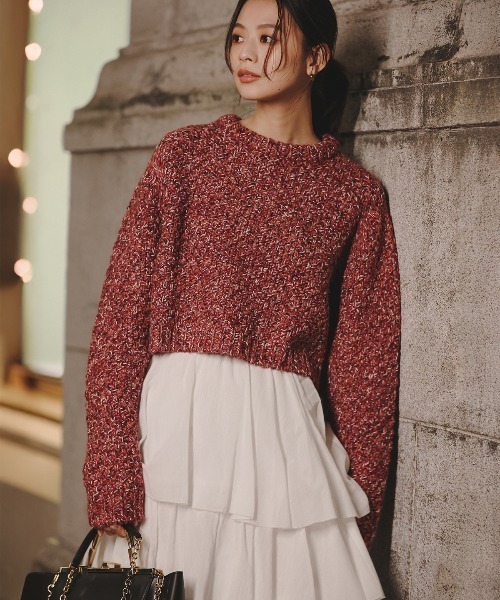 ミックスヤーンニットトップス（ニット/セーター）｜anuans（ア