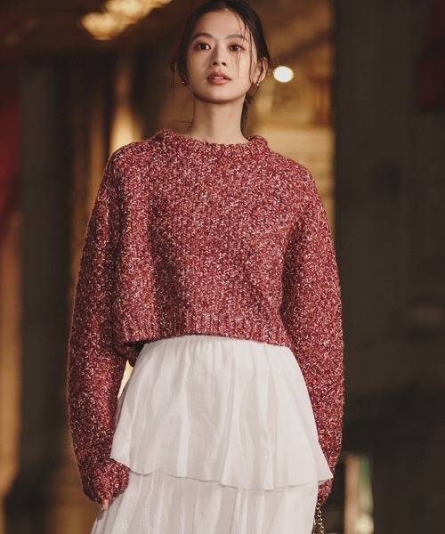 MIXヤーンニットトップス MIXヤーンニットトップス（GRAY） - PINUE