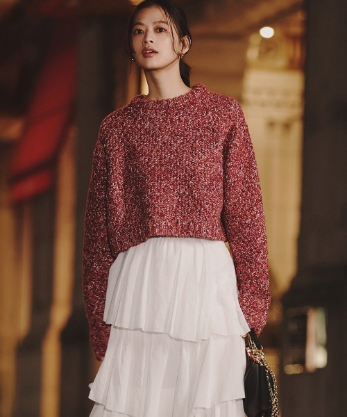 ミックスヤーンニットトップス（ニット/セーター）｜anuans（ア