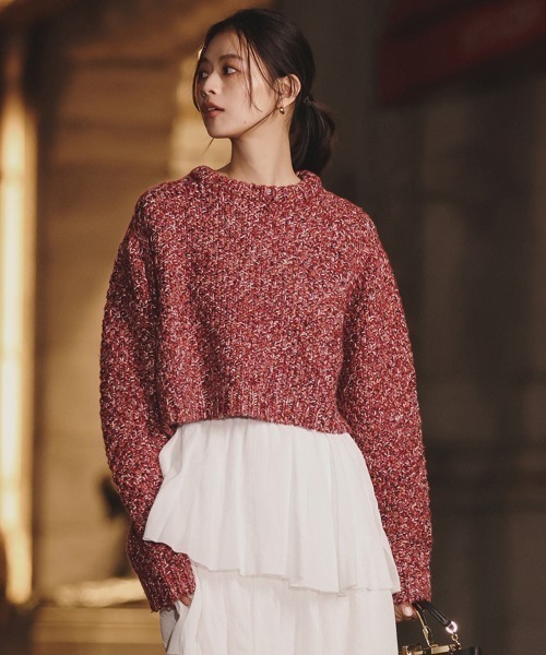 ミックスヤーンニットトップス（ニット/セーター）｜anuans（ア