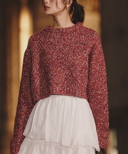 ミックスヤーンニットトップス（ニット/セーター）｜anuans（ア