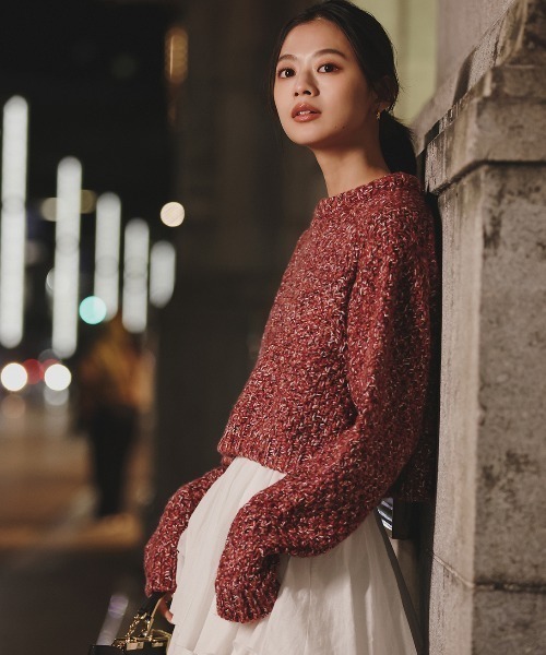 ミックスヤーンニットトップス（ニット/セーター）｜anuans（ア