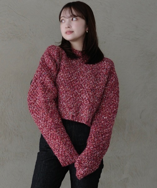 ミックスヤーンニットトップス（ニット/セーター）｜anuans（ア