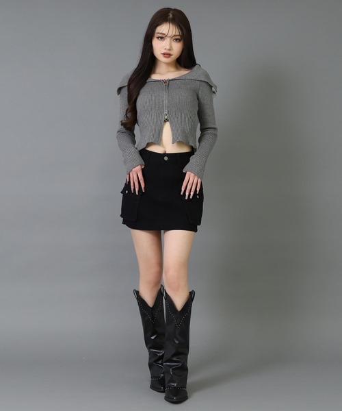 ANAP(アナップ)の「ウォッシュ加工 カーゴ ポケット インパン付 スカート(スカート・レディース・ブラック/グレー・M/S)」の13枚目の写真