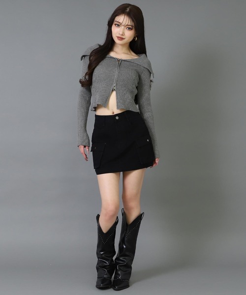 ANAP(アナップ)の「ウォッシュ加工 カーゴ ポケット インパン付 スカート(スカート・レディース・ブラック/グレー・M/S)」の14枚目の写真
