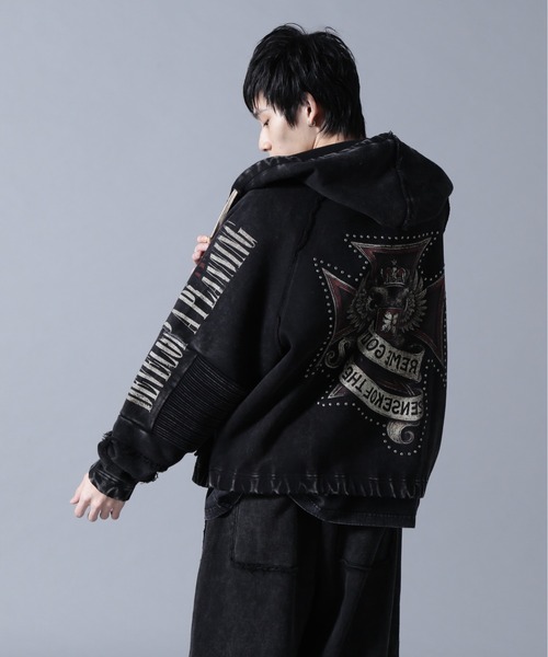 DANKE SCHON（ダンケシェーン）の「DankeSchon/ダンケシェーン/490 CHEMICAL ZIP HOODIE IRONCROSS（パーカー・メンズ・ブラック・M/L）」の4枚目の写真