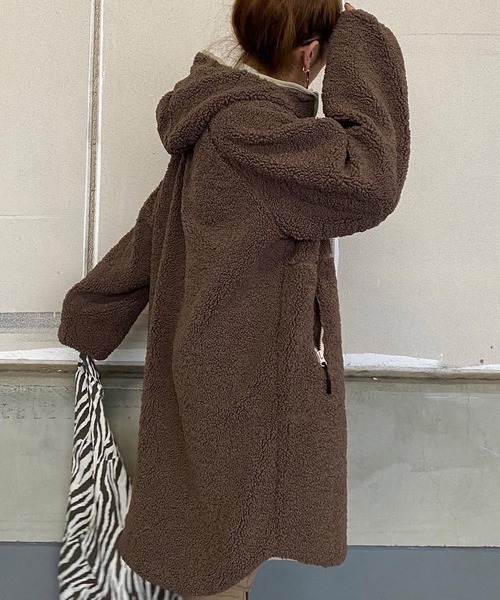 merrylatte（メリーラテ）の「ソフトボアパイピングコート【Primaras】（その他アウター・レディース・ブルー/ブラウン/ホワイト・M/L/XL）」の2枚目の写真