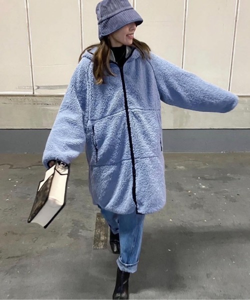 merrylatte（メリーラテ）の「ソフトボアパイピングコート【Primaras】（その他アウター・レディース・ブルー/ブラウン/ホワイト・M/L/XL）」の3枚目の写真