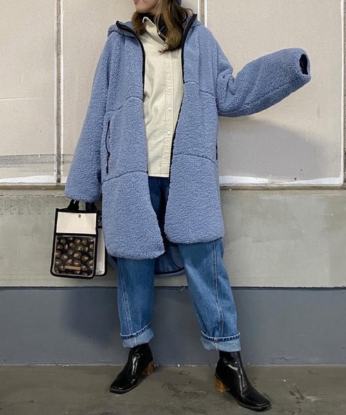 merrylatte（メリーラテ）の「ソフトボアパイピングコート【Primaras】（その他アウター・レディース・ブルー/ブラウン/ホワイト・M/L/XL）」の4枚目の写真