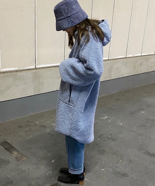 merrylatte（メリーラテ）の「ソフトボアパイピングコート【Primaras】（その他アウター・レディース・ブルー/ブラウン/ホワイト・M/L/XL）」の5枚目の写真