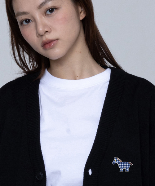 GRAVER（グレーバー）の「[ユニセックス]ペーパーポニー刺繍ニットカーディガン_2カラー（カーディガン/ボレロ・レディース・ブラック/クリーム・FREE）」の6枚目の写真