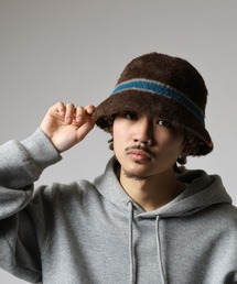 Ree&Mee（リーアンドミー）の「UNIVERSAL OVERALL ボーダー シャギー バケットハット 男女兼用（ハット）」