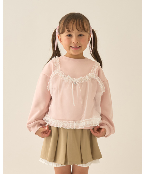 Lycee mine（リセマイン）の「【Lycee mine バレエシリーズ】キャミドッキンクスウェット（スウェット・キッズ・ベビーピンク/ライトブルー/トップグレー/クリーム/バイオレット・130cm/140cm/150cm/100cm/110cm/120cm）」の5枚目の写真