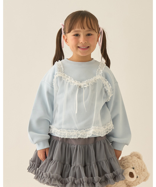 Lycee mine（リセマイン）の「【Lycee mine バレエシリーズ】キャミドッキンクスウェット（スウェット・キッズ・ベビーピンク/ライトブルー/トップグレー/クリーム/バイオレット・130cm/140cm/150cm/100cm/110cm/120cm）」の3枚目の写真