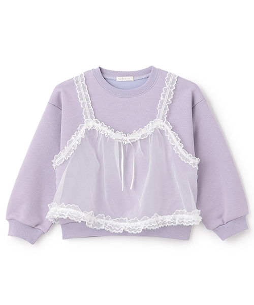 Lycee mine（リセマイン）の「【Lycee mine バレエシリーズ】キャミドッキンクスウェット（スウェット・キッズ・ベビーピンク/ライトブルー/トップグレー/クリーム/バイオレット・130cm/140cm/150cm/100cm/110cm/120cm）」の6枚目の写真