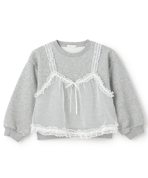 Lycee mine（リセマイン）の「【Lycee mine バレエシリーズ】キャミドッキンクスウェット（スウェット・キッズ・ベビーピンク/ライトブルー/トップグレー/クリーム/バイオレット・130cm/140cm/150cm/100cm/110cm/120cm）」の7枚目の写真