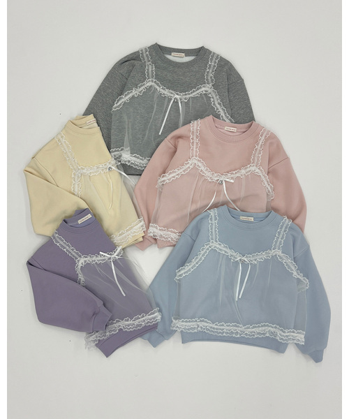 Lycee mine（リセマイン）の「【Lycee mine バレエシリーズ】キャミドッキンクスウェット（スウェット・キッズ・ベビーピンク/ライトブルー/トップグレー/クリーム/バイオレット・130cm/140cm/150cm/100cm/110cm/120cm）」の18枚目の写真