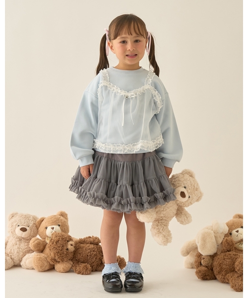 Lycee mine(リセマイン)の「【Lycee mine バレエシリーズ】キャミドッキンクスウェット【子供服】【キッズ】【女の子】(スウェット・キッズ・ベビーピンク/ライトブルー/トップグレー/クリーム/バイオレット・130cm/140cm/150cm/100cm/110cm/120cm)」の8枚目の写真