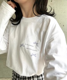 ガーリーリボンプリントロンT／長袖Tシャツ