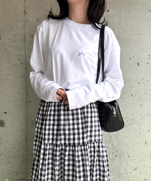 etta(エタ)の「ガーリーリボンプリントロンT/長袖Tシャツ(Tシャツ/カットソー・レディース・ピンク/ブルー・MEDIUM/LARGE/SMALL)」の22枚目の写真