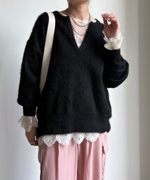 DouDou | 深Vスリットニット(ニット/セーター)