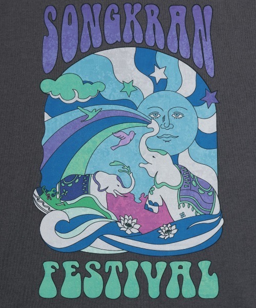 チチカカ（チチカカ）の「カラフルソンクラーンプリントＴシャツ【ユニセックス】（Tシャツ/カットソー・メンズ・カラフル/チャコールグレー・LARGE/MEDIUM）」の13枚目の写真