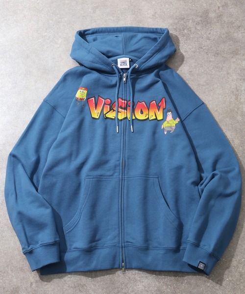 VISION STREET WEAR(ヴィジョンストリートウェア)の「【VISION STREET WEAR/ヴィジョンストリートウェア】×【SpongeBob/スポンジボブ】ロゴ ジップ フーディー パーカー(パーカー・メンズ・ライトグレー/ブルー/ブラック・LL/L/M)」の6枚目の写真