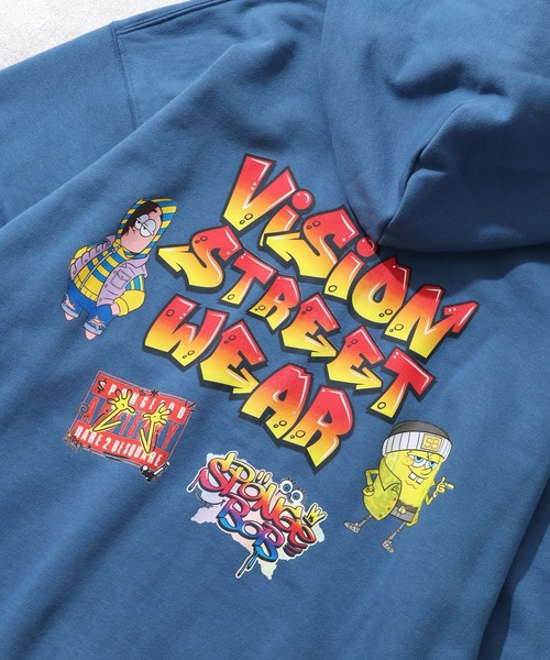 VISION STREET WEAR(ヴィジョンストリートウェア)の「【VISION STREET WEAR/ヴィジョンストリートウェア】×【SpongeBob/スポンジボブ】ロゴ ジップ フーディー パーカー(パーカー・メンズ・ライトグレー/ブルー/ブラック・LL/L/M)」の9枚目の写真