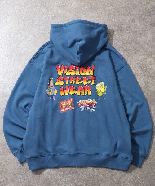 VISION STREET WEAR(ヴィジョンストリートウェア)の「【VISION STREET WEAR/ヴィジョンストリートウェア】×【SpongeBob/スポンジボブ】ロゴ ジップ フーディー パーカー(パーカー・メンズ・ライトグレー/ブルー/ブラック・LL/L/M)」の5枚目の写真